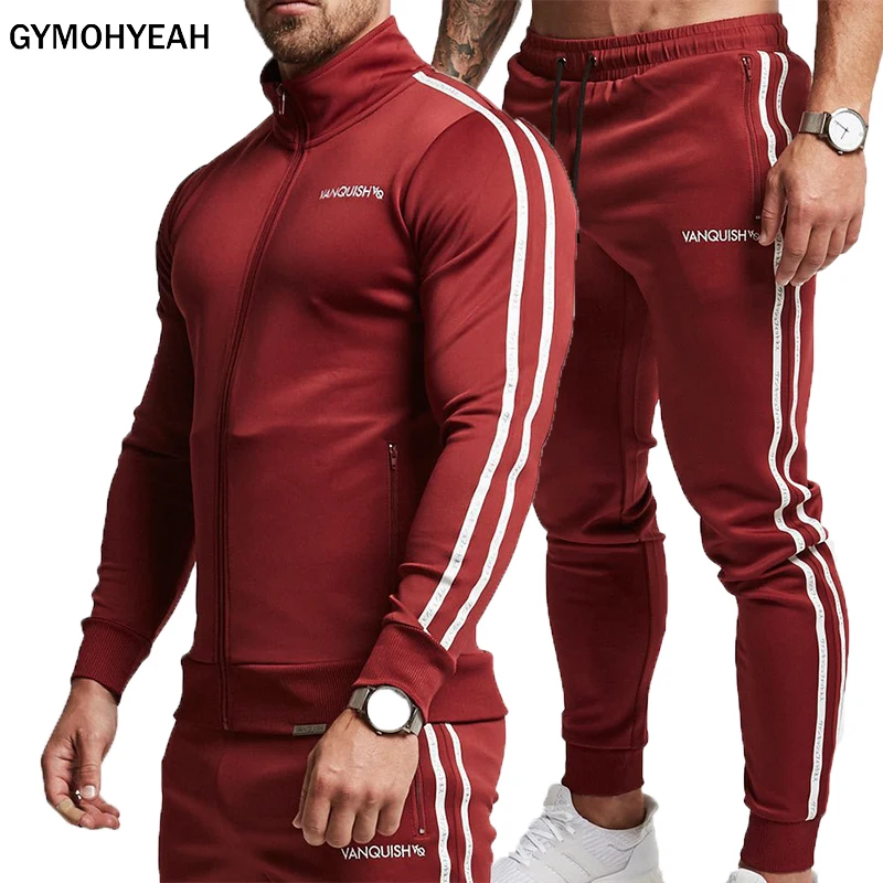 Gymohsí marca traje deportivo hombres traje hombres sudaderas con capucha conjuntos hombres gimnasios ropa deportiva conjunto chándal masculino conjuntos - 1