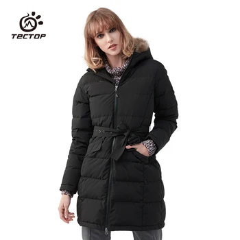 

TECTOP Winter Outdoor Women Camping Hiking Long section Down Jackets Thicken Windproof Warm Female Hooded Down Coats