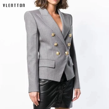 

High Quality 2019 New Blazer Women Double Breasted Slim Office Suit coat Spring autumn Long Sleeve Jacket Blazer Female S-2XL