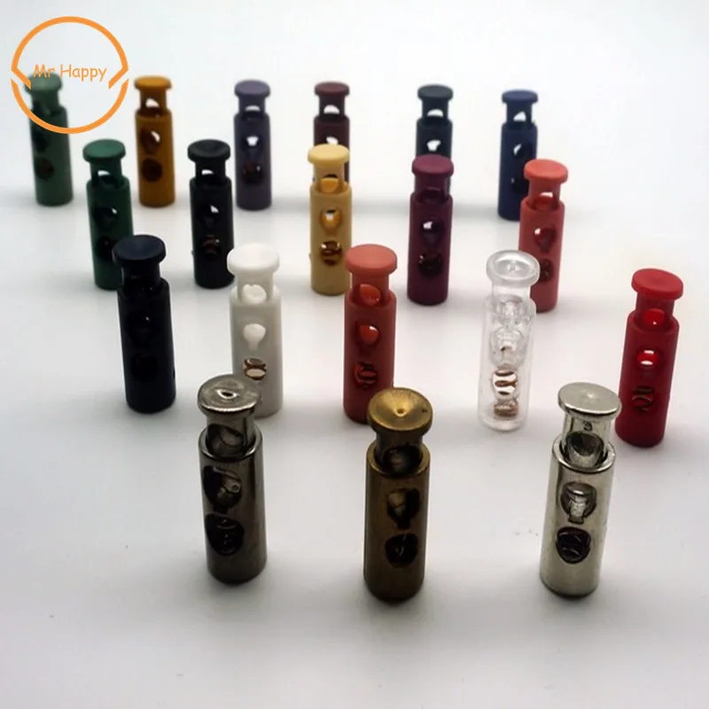 

10Pcs Plastic Toggle Spring Clasp Stopper 2-Hole String Cord Locks