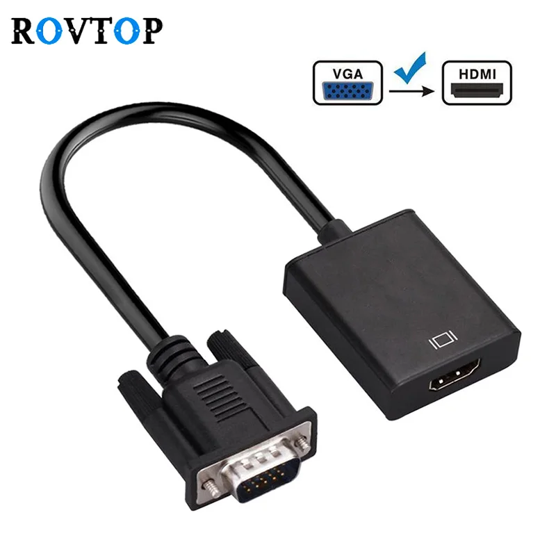 Кабель переходник Rovtop 1080P VGA папа HDMI мама с аудио и USB кабелем|Кабели VGA| |