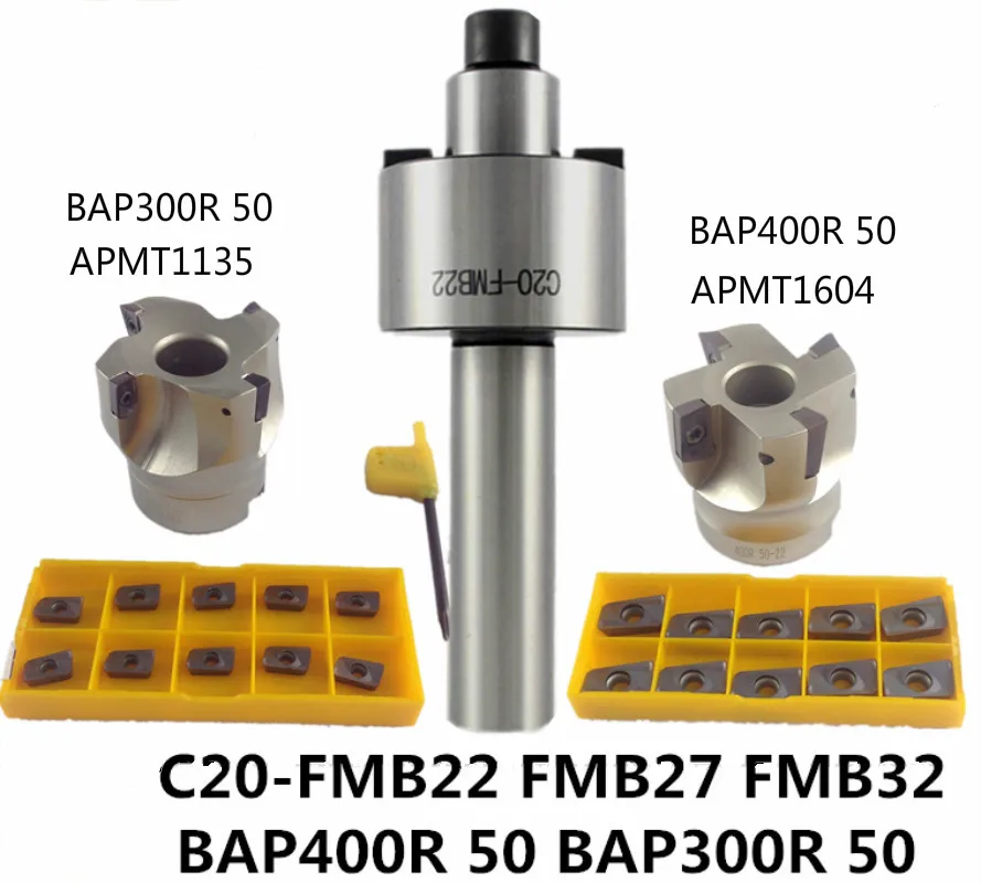 

C20 FMB22 Face Mill Cutter BAP300R BAP400R 50 22 With 10Pcs APMT1604 Carbide Insert suitable for Aluminum