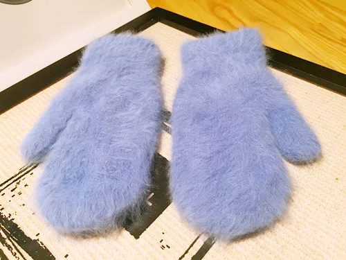 LOVELYDONKEYMink кашемировые перчатки мужские и женские общие двойной слой утолщение M662 - Цвет: Небесно-голубой