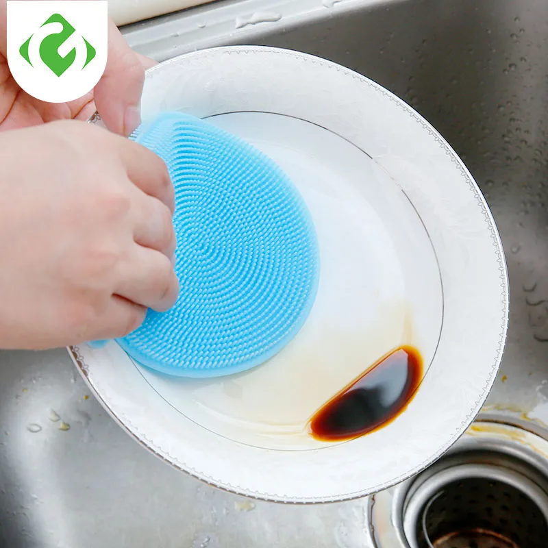 

GUANYAO Kitchen tools eraser sponge silicone dishwashing sponge Scouring Pads Soft cleaning Brush Hangable silicone scrubber
