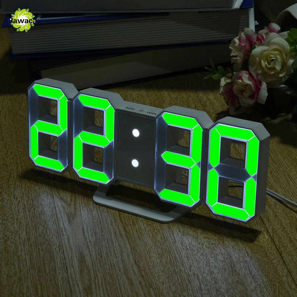 Comprar Reloj Digital LED 3D con modo nocturno ajusta el brillo reloj de mesa electrónico moderno reloj despertador Reloj de pared colgante brillante