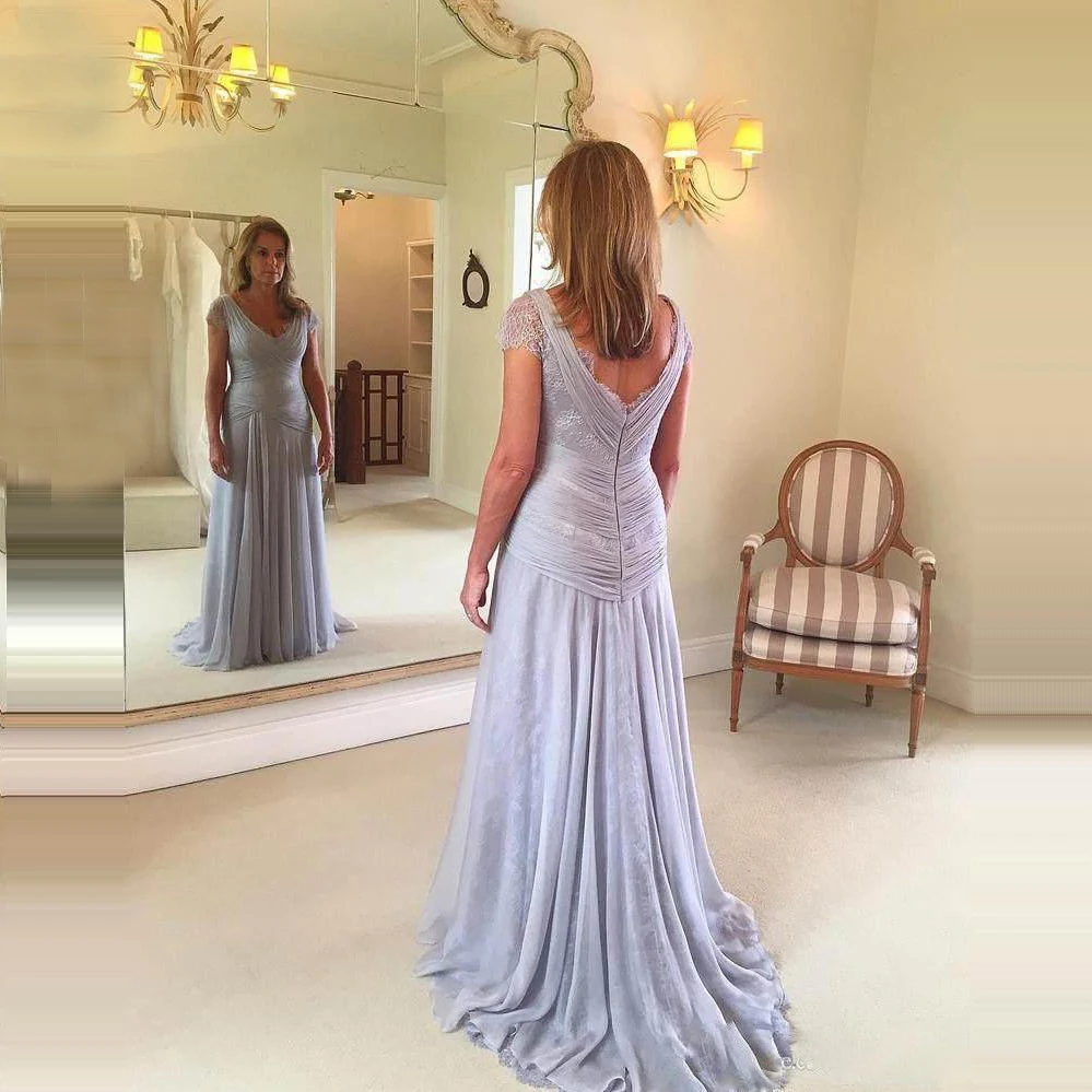 Elegant-Double-V-neck-Mother-of-the-Bride-Dresses-Cap-Sleeves-robe-mere-de-la-mariee (1)