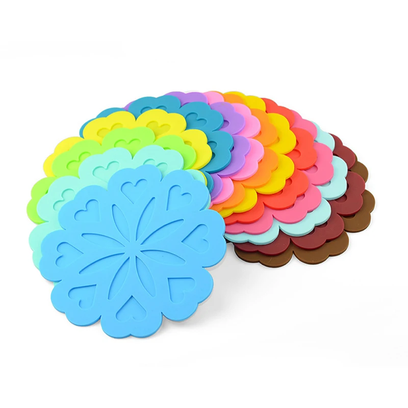 

YIBO Silicone Tableware Mat Kitchen Accessories Peach Flower Insulation Pad Cup Plate Placemat Bowl Coaster Table Non-Slip Mats