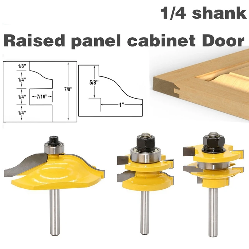 PQWN 3Pc1/4 хвостовик поднятая панель двери шкафа маршрутизатор Набор бит-3 Бит Ogee деревообрабатывающий резак деревообрабатывающие фрезы