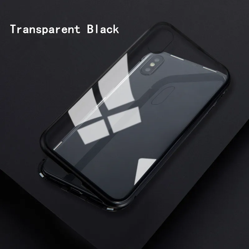 Магнитный чехол для samsung S10 S8 S9 Plus S10E S7 Note 9, стеклянная крышка для huawei mate 20 P30 P20 Pro Lite Nova 4 Honor 10 Lite - Цвет: Black