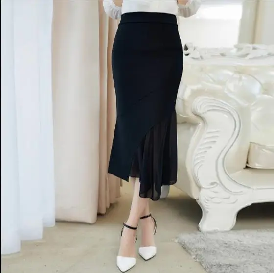 3XL 4XL 5XL модные Лоскутные шифоновые женские юбки средней длины больших размеров с