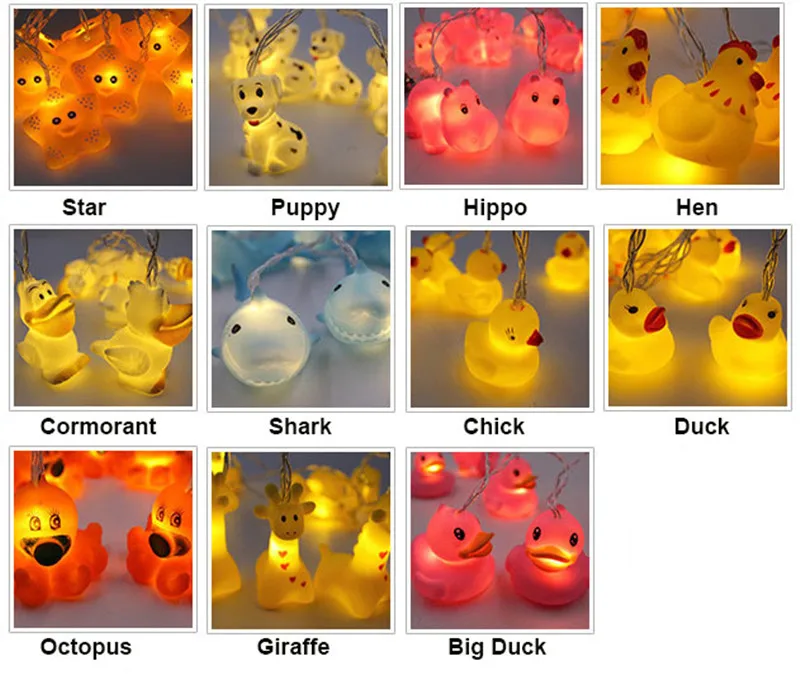 Chiclits 10 Led Cute Animal String Lights Battery Powered for IndoorOutdoor Halloween Christmas Thanksgiving Party Bedroom Decoration (41)