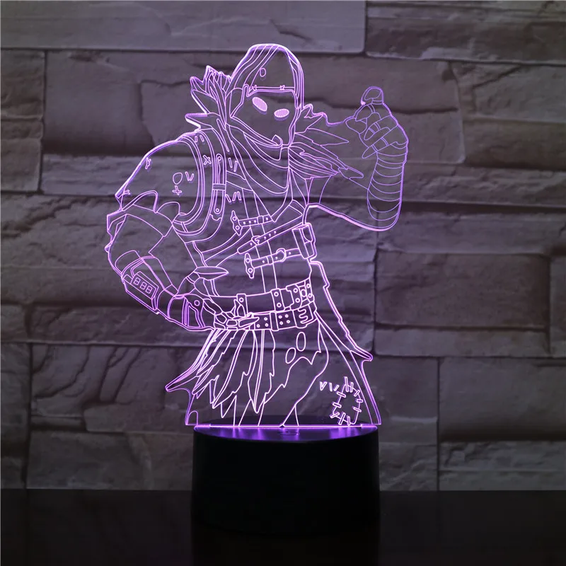 Ворон скины Игра настольная лампа 7 цветов сенсорный переключатель 3D Визуальный светодиодный свет лавы акриловая Иллюзия комната