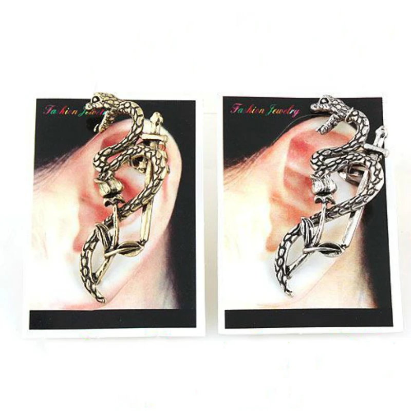 

Gothic Punk Metal Cross Snake Flower Ear Cuff Earrings Gold Silver Color Fashion Vintage Clip Earrings For Women Men 1pcs