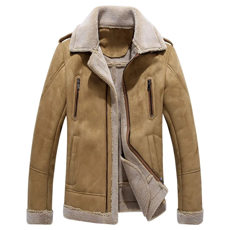 suede leather coat khaki 04