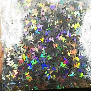 

10g/bag Butterfly Shape Holo Glitter Nail Sequins 3.0MM Holographic Silver Glitter Color Nail Glitter Flakes Decorations F1LS12#