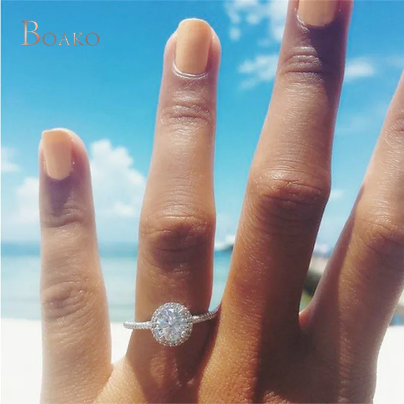 

2019 Luxury Big Round Crystal Rhinestone Wedding Ring With Big Cubic Zircon Engagement Rings For Women Jewelry Z4
