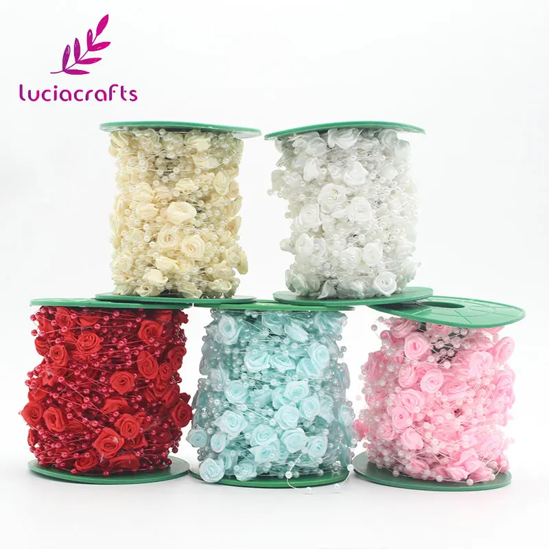 

5m/Lot 4mm Fishing Line Artificial Pearls Beads With Flower Chain Garland For For Wedding Bridal Bouquet Decoration C0505
