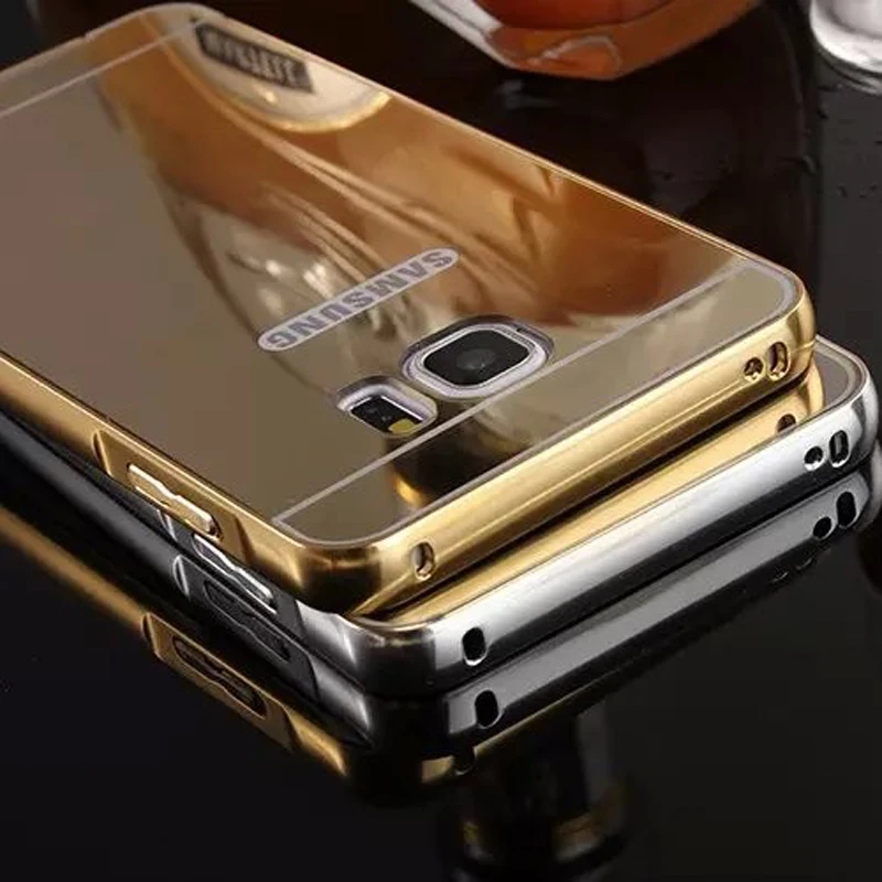 

Luxury Mirror PC Back Cover Case For Samsung Galaxy Note 5 Anti-knock Protection Case Plating Aluminum Metal Frame