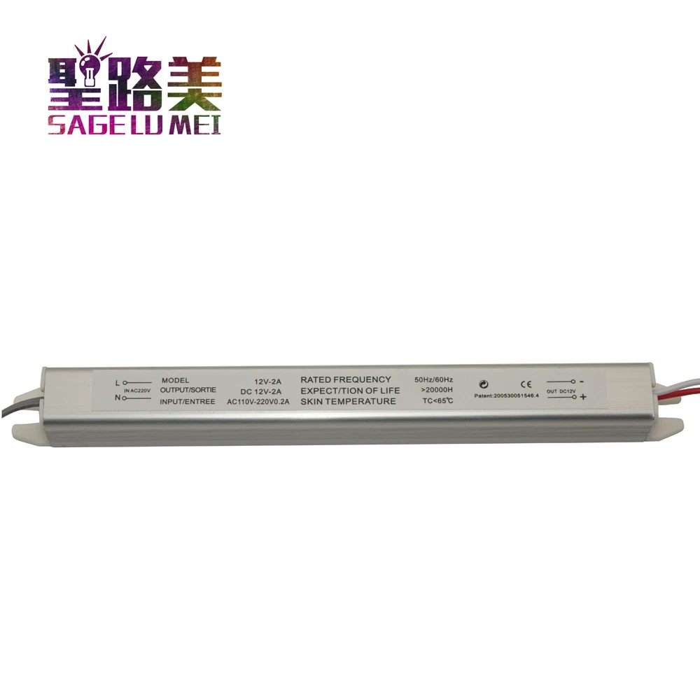 

Ultra Thin LED Power Supply Slim LED Driver Transformer Switching AC 220V to 12V 2A 24W for led strip Advertising signs Lightbox