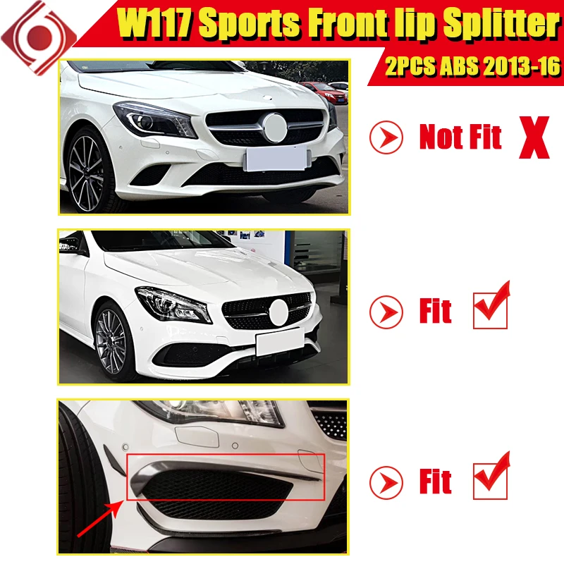 2 шт. комплект для переднего бампера ABS Gloss black CLA45AMG look CLA Class cla180 200 250 Sports 2013