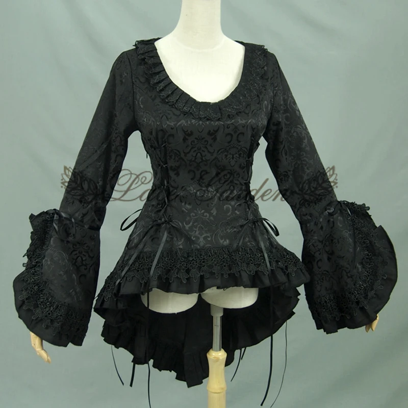 

Spring women Ruffled embroidery shirts Vintage Victorian Swallowtail jacket Ladies gothic blouse lolita costume
