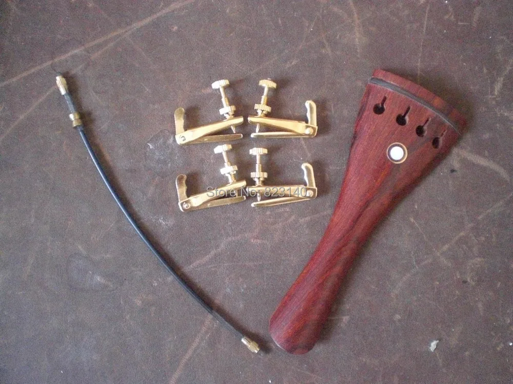 

1 PC Rose wood Tail piece with 4 PCs Gold color Fine tuner& Tail gut all 4/4