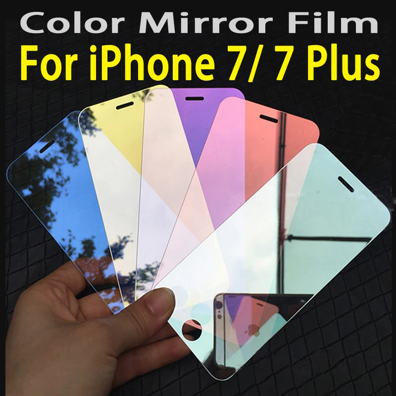 

Tempered glass On For iPhone7 i7 iPhone 7 plus screen protector Tremp cover Colorized Mirror Protective Guard Film Glas case