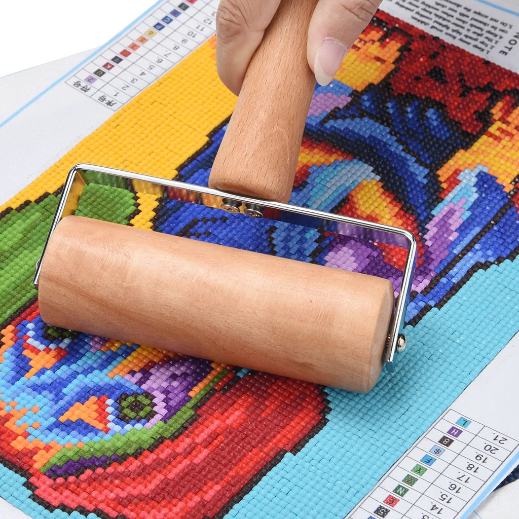 Portable Full Drill Diamond Painting Wooden Roller for Adults Beginners Pressing Handcraft Tool Arts Crafts