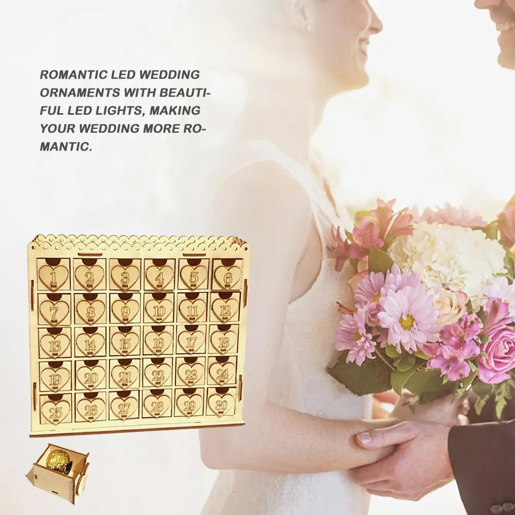 Best 2019 Hot Sale Wedding Decoration Chocolate Cabinet Wooden DIY Drawer LED Countdown Desktop Decoration Wedding Party Ornament