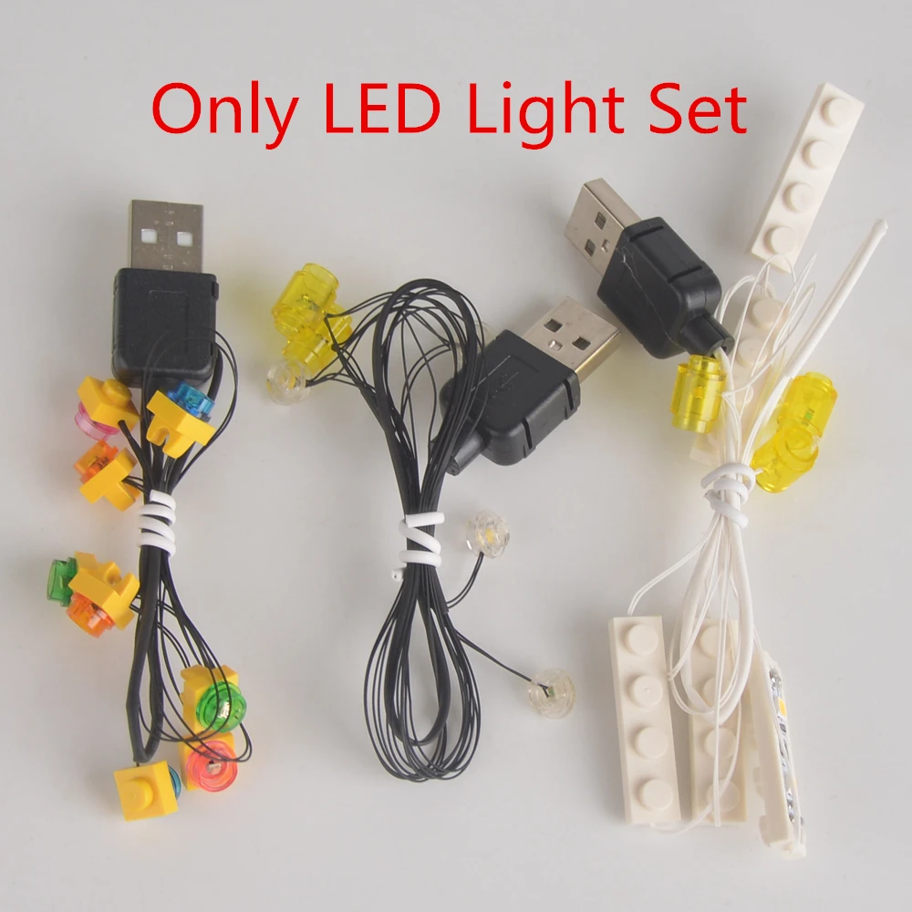 Осветительный светодиодный комплект, совместимый со знаменитым брендом 10245, строительные блоки, кирпичи, Санта-Клаус, студийные игрушки, USB зарядка - Цвет: Led Light Kit