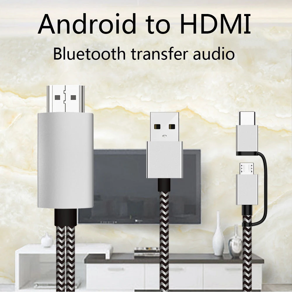 

2K Bluetooth Audio USB Type C Micro USB HDMI Cable HDTV Adapter For Huawei LG G5 Samsung S10 S9 S8 Note 8 9 Android Phone to TV