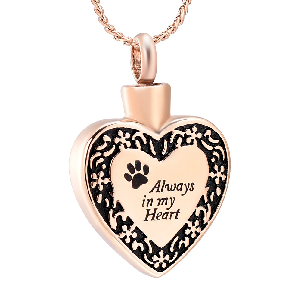 K001 Always In My Heart Paw Print Cremation Jewelry for Ashes Pendant