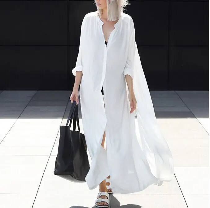 white chiffon shirt dress