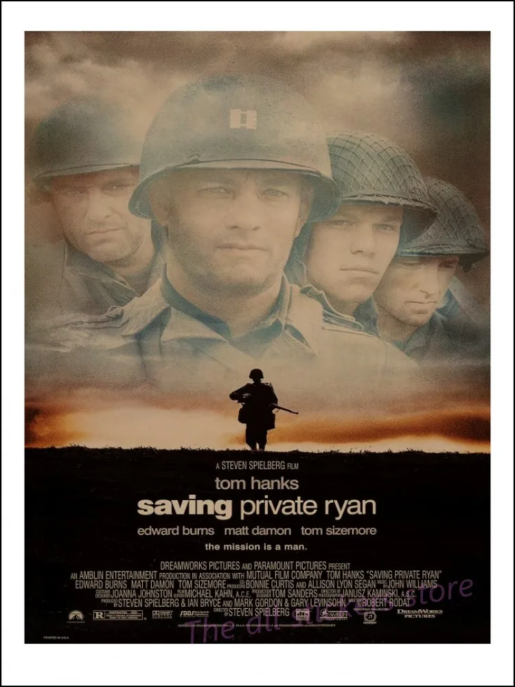 Saving Private Ryan Classic Movie Poster Bar living room decorative painting Vintage Kraft Poster Wall stickers/5061