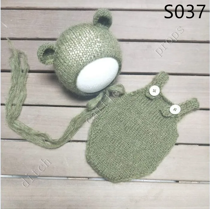 handmade mohair teddy bear hat+ shorts Newborn photography props - Color: S037