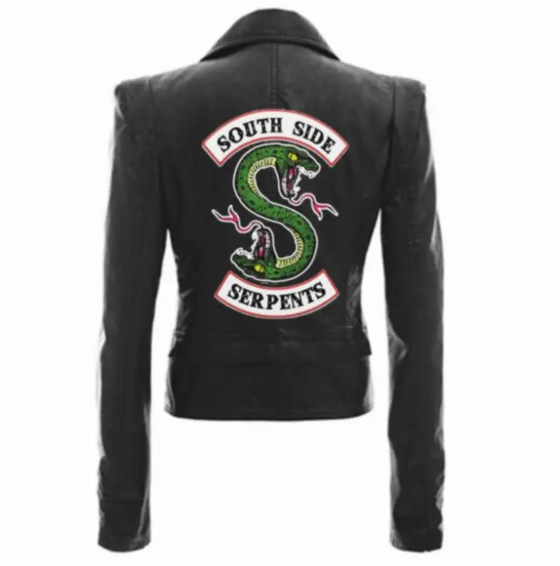 

Riverdale South Side Serpents Black Brown Pu Leather Jacket Women Riverdale Serpents Streetwear Leather Coat
