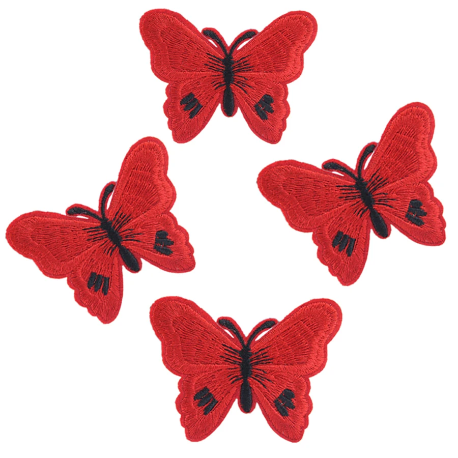10pcs Red Butterfly Diy Patches For Clothing Iron On Or Sew Fabric