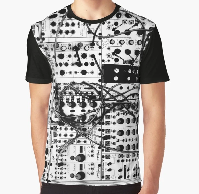 

All Over Print 3D Women T Shirt Men Funny tshirt analog synthesizer modular system - black and white illustration Graphic T-Shir