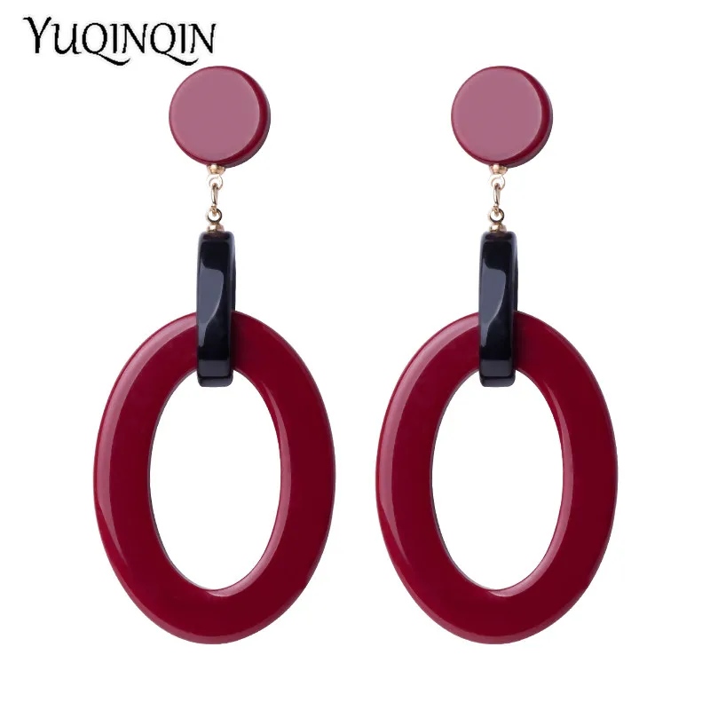 Classic Dangle Fashion Resin Earrings for Women Big Long Circle Geometric Acrylic Drop Earring Girls Elegant Wedding Brincos | Украшения и