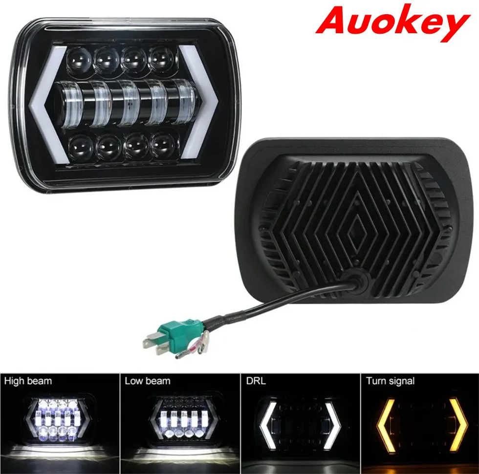 

Krator 5x7 inch LED Headlights with Arrow Angel Eyes DRL Turning Two Beam Types Replaces For Jeep Cherokee XJ Truck,2PCS in Pack