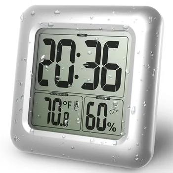 

Waterproof Shower Clocks With 4 Suction Cups Temperature Humidity Bathroom Kitchen Table Thermometer Digital Large Wall Clock