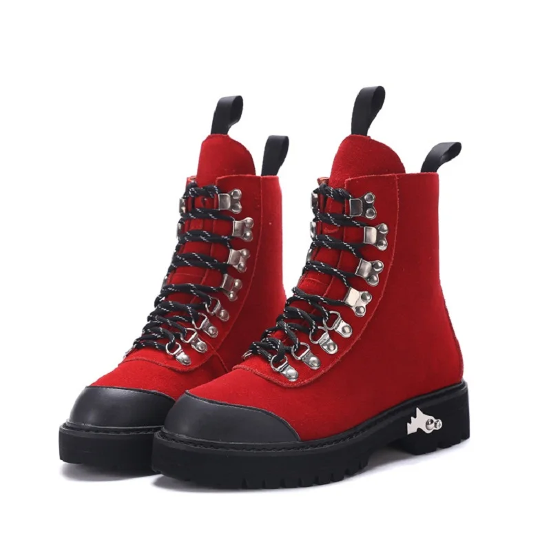 Genuine Leather winter boots women shoes combat ankle boot for women