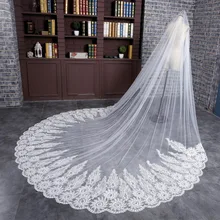 Новинка м 3,5 Один Слои кружево край белого цвета и слоновой кости собор свадебная фата Длинные свадебные вуаль Недорогие свадебные аксессуары Veu de Noiva