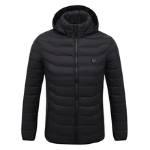 Зимняя популярная куртка для женщин и мужчин, куртка с подогревом, умный термостат, однотонная одежда с капюшоном, одежда для катания на лыжах, пеших прогулок, пальто черного/красного цвета