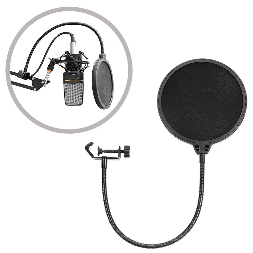 Гибкий микрофон, поп-фильтр ветрового стекла двухслойная Маска щит микрофон для Подкаст микрофон для пения Microfone Gooseneck ветрозащитная крышка