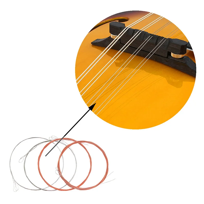 8pcs/pack Mandolin Strings Set High Carbon Silver Wrapped Copper String E/A/D/G Mandolin Stringed Instrument Accessories