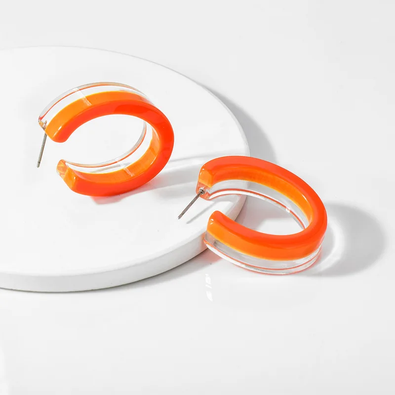 

acrylic earring in Europe and the double color composite plate earring C form web celebrity eardrop female personality