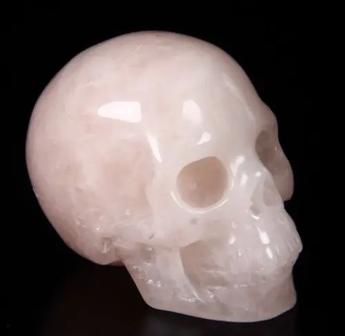 

ddh001550 ROSE QUARTZ Carved Skull, Realistic, Crystal Healing