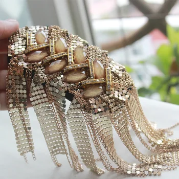 

Handmade big size jewelery tassel big shoulder brooch epaulet PATCH ,epaulettes spikes,escapulario blazer accessories applique