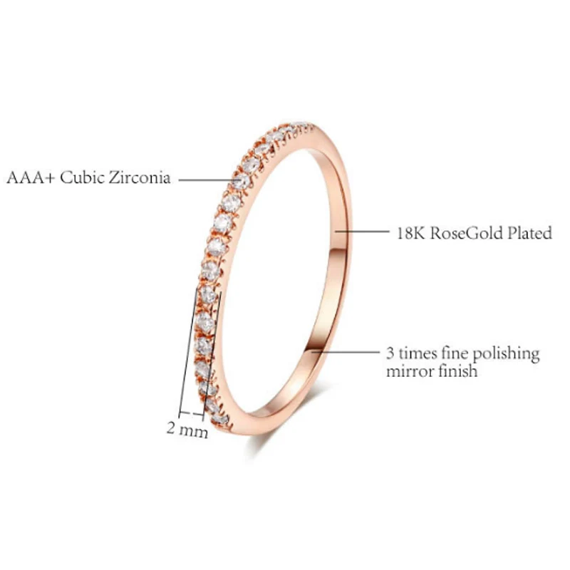 Горячая мода обручальное кольцо для влюбленных женщин и мужчин Классические мини кубический цирконий розовые золотые ювелирные кольца